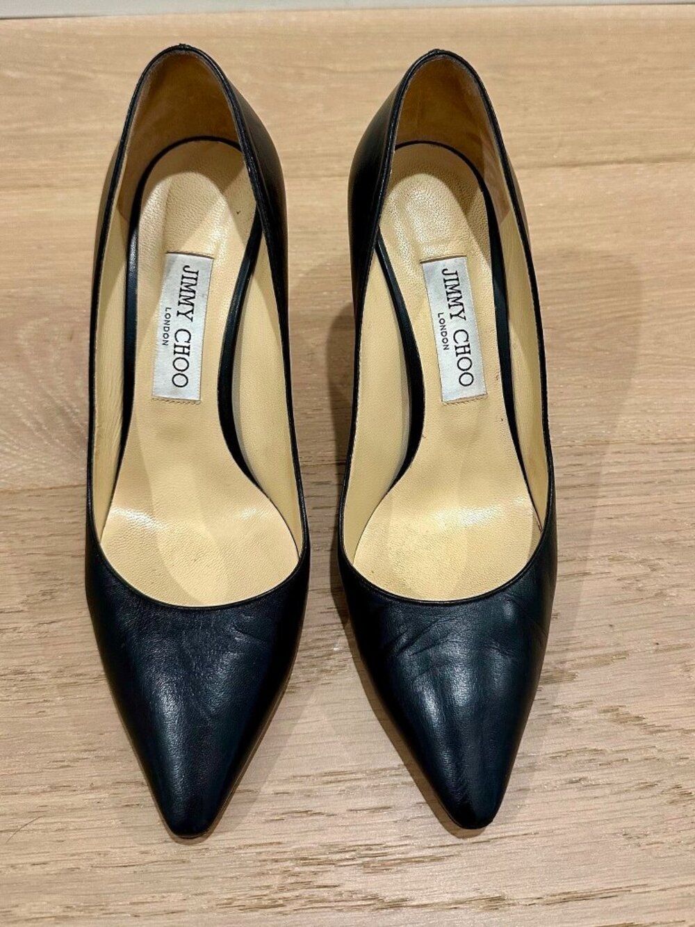 Jimmy Choo Romy 85 Classic Black Kid Leather Pointy Toe Pumps